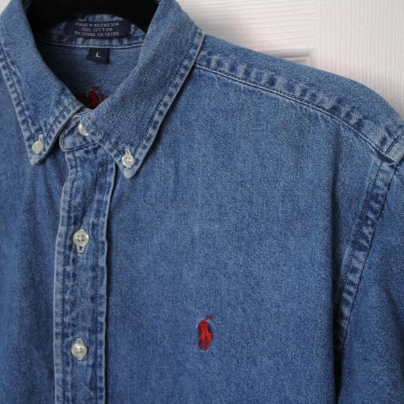 polo denim button down